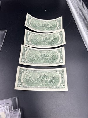 Lot of 4 2003 A $2 FRN US State Colorized Bills Michigan Illinois North Dakota +
