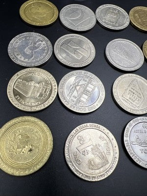 Lot of 20 $1 Casino Dollar Gaming Tokens Metal Circulated Conditions SKU#7530