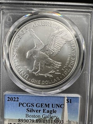 2022 ASE American Silver Eagle David Bowers Signature Boston Gallery PCGS