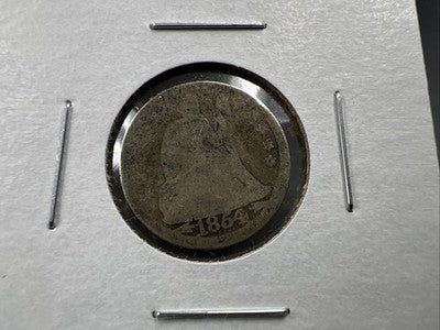 1854 with Arrows 10c Seated Liberty Silver Dime AG About Good Circ