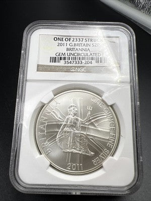 2011 Matte Britannia 1 Oz Silver Coin 1 of 2337 Struck Limited Edition NGC