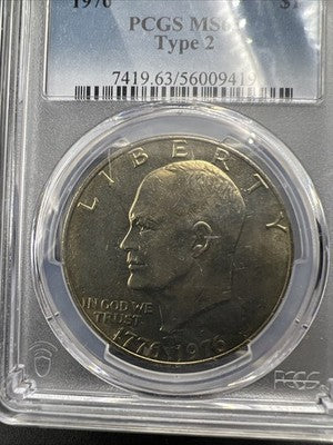 1976 P Type 2 $1 Ike Eisenhower Clad Copper Nickel Dollar Coin PCGS MS63 #419