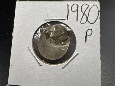 60% Off Center Error Roosevelt Dime Coin UNC 1980 P