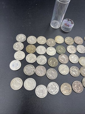 50 Coin Barber 90% Silver Dime Roll VG Very Good Circ Conditions SK#a