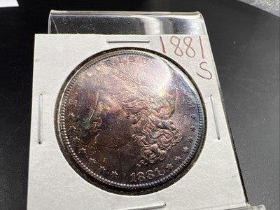 1881 S $1 Morgan Silver Dollar Coin BU Unc Nice Obverse Toning Toner