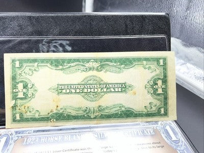 1923 $1 One Dollar Silver Certificate Horse Blanket Speelman White Fine Details