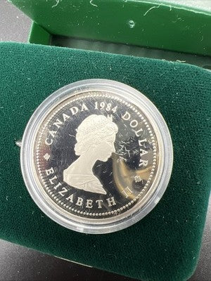 1984 Jacques Cartier Commemorative Nickel (Ni) Proof Dollar w/ Box