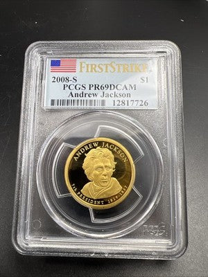 2008 S $1 Andrew Jackson Presidential Dollar Coin PCGS PR69 Dcam #726
