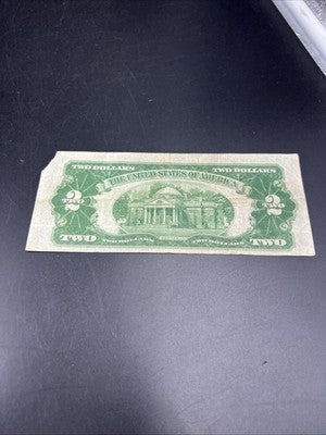 1928 C $2 USN United States Note Red Seal Fine Details Corner Tear #94