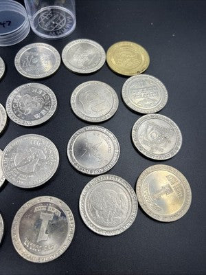 Lot of 20 $1 Casino Dollar Gaming Tokens Metal Circulated Conditions SKU#7547