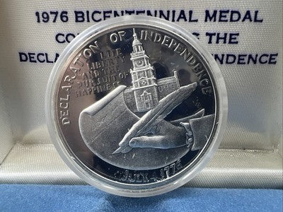US 1776 - 1976 Bicentennial Thomas Jefferson Sterling Silver Medal w/ Box COA