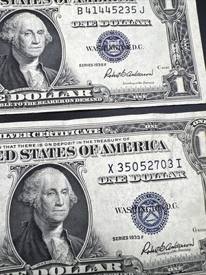 Lot of 5 1935 Silver Certificates Fine / VF Circ #703