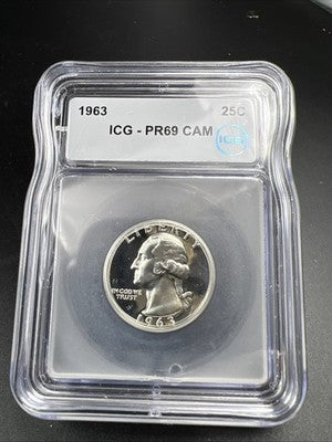 1963 P Washington Silver Quarter Coin ICG PR69 Cameo #02