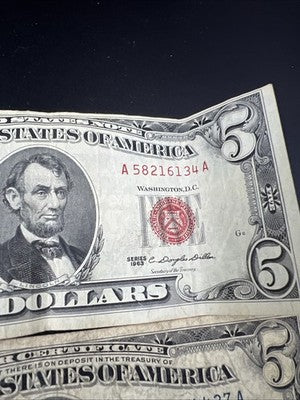 $5 Bill Collectors Lot 2x 1953 $5 Silver Certificate 1950 C FRN & 1963 USN Circ