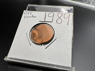 1989 1c Lincoln Memorial Cent Penny 60% Off Center BU UNC RB sk#3A