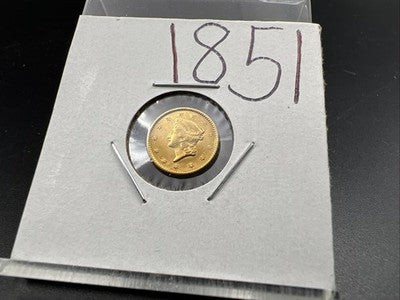 1851 Liberty Head Type I Gold Dollar $1 AU About UNC Circulated SK#a