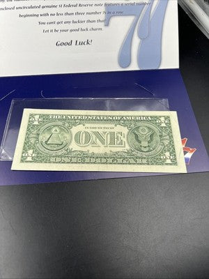 2013 $1 FRN Federal Reserve Note Lucky Serial Number 77776994 CH UNC