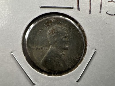 1943 1c Lincoln Steel Cent Penny Broadstruck Errror Coin VG / F Circ