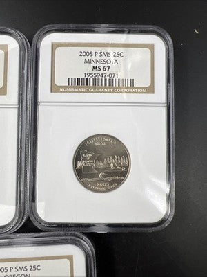 2005 P Complete 5 Coin State Quarter Set NGC MS67 SMS