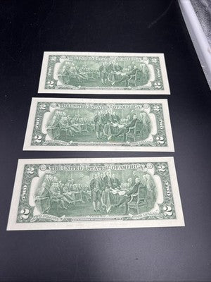 3 Consecutive 2013 $2 FRN Federal Reserve Notes CH UNC #563 Neat Serial #s