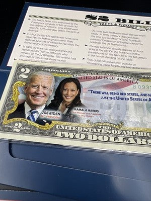 2 Consecutive 2017 $2 FRN Biden Harris Presidential Colorized UNC Two Dollars #5