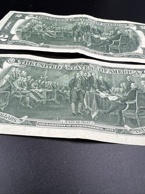 2 Same Block 1976 $2 Bicentennial FRN Canoga Park Canton Station LA VF/XF Circ