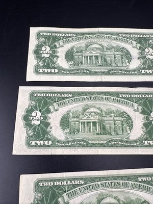 Lot of 4 1953 1963 $2 USN United States Red Seal Notes VF Very Fine #329