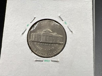 1971 D 5c Jefferson Double Clipped Error & Die Crack AU Circ