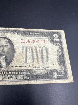 1928 G $2 Two Dollar Legal Tender United States Red Seal Note Good Circ #914