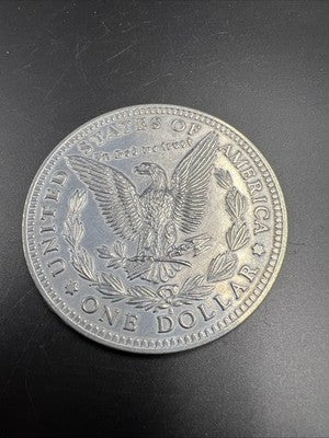 Large 3 Inch Novelty Pewter Coin/Coaster/Paperweight 1884 S Morgan Dollar