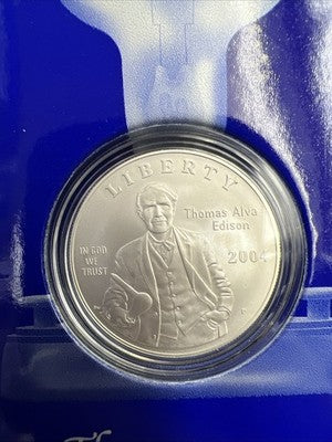 2004 P Thomas Edison Silver Dollar Light Box Coin US Mint Set Gem BU $1 Coin #B