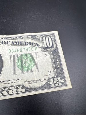 1934 A $10 FRN Ten Dollar Federal Reserve Note New York District Fine Circ #50
