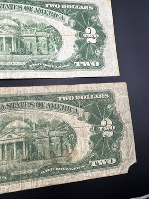 Lot of 4 1928 $2 USN United States Note Red Seal Bills Very Circulated #922