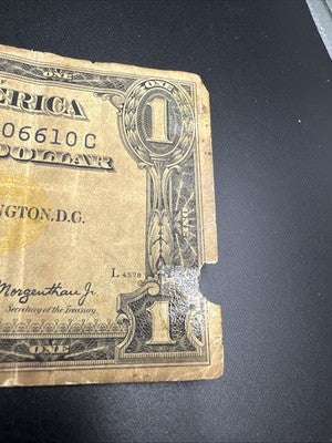 1935 A $1 North Africa Yellow Seal Silver Certificate Damaged Ugly Very Circ #10