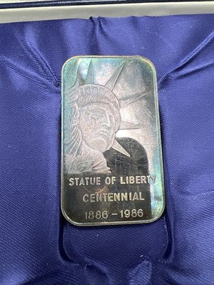 1986 Statue of Liberty Centennial 1 Oz Silver Bar PQ Toning Toner