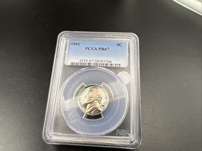 1961 P 5c Jefferson Nickel Proof Coin PCGS PR67 Some toning #6