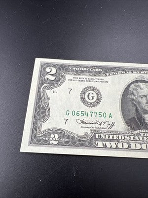 1976 $2 Two Dollar Bicentennial Bill Brookyln NY Postmarked (no Stamp) UNC #750