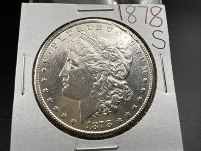 1878 S $1 Morgan Silver Dollar Coin AU Details Shiny Nice Look SK#A