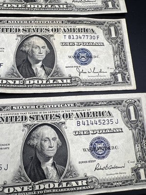 Lot of 5 1935 Silver Certificates Fine / VF Circ #703