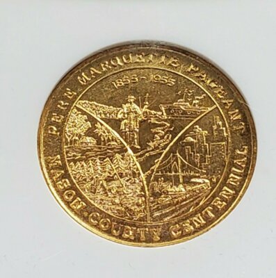 1855-1955 Mason County Centennial Marquette Pageant 25c Trade Token NGC MS65 GEM