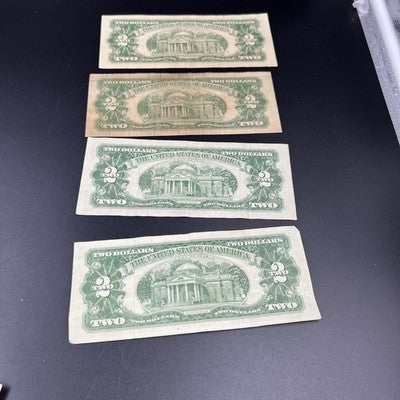 Lot of 4 1963 $2 Two Dollar USN United States Notes Red Seal Very Circ #50