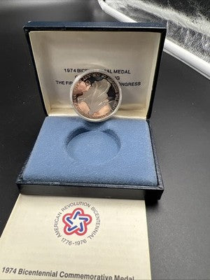 1974 US 1776-1976 Bicentennial John Adams Sterling Silver Medal w/ Box COA