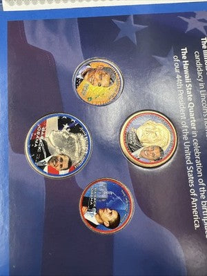 Lot of 16 Barack Obama Colorized US UNC Coins in Boxes Display Folders