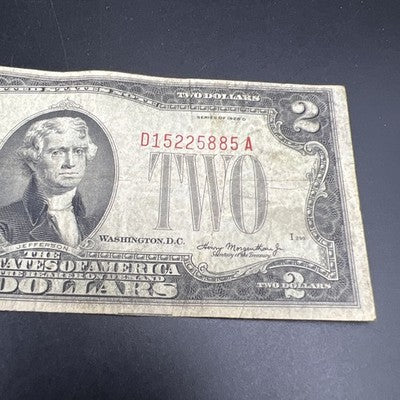 1928 D $2 USN United States Note Red Seal VG Very Good Circ #885