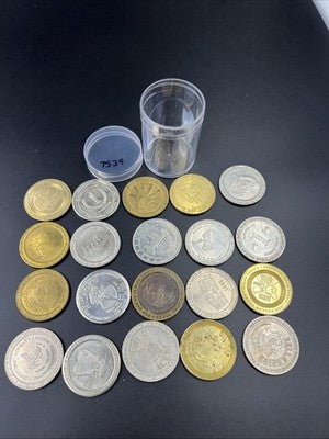 Lot of 20 $1 Casino Dollar Gaming Tokens Metal Circulated Conditions SKU#7539