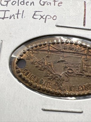 1940 Golden Gate Bridge San Francisco Elongated Coin Holed