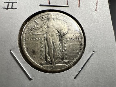 1917 P T2 Standing Liberty Quarter Coin Type 2 Variety XF EF Details Cleaned