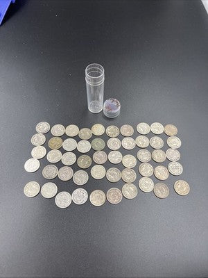 50 Coin Barber 90% Silver Dime Roll VG Very Good Circ Conditions SK#a