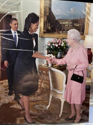 Lot of 5 Barack Michelle Obama Printed Presidential Portraits & 1 Bill Clinton