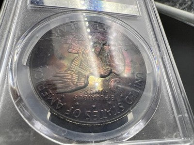 1974 S $1 Ike Eisenhower Silver Dollar Coin Neat Toning Toner PCGS UNC Details